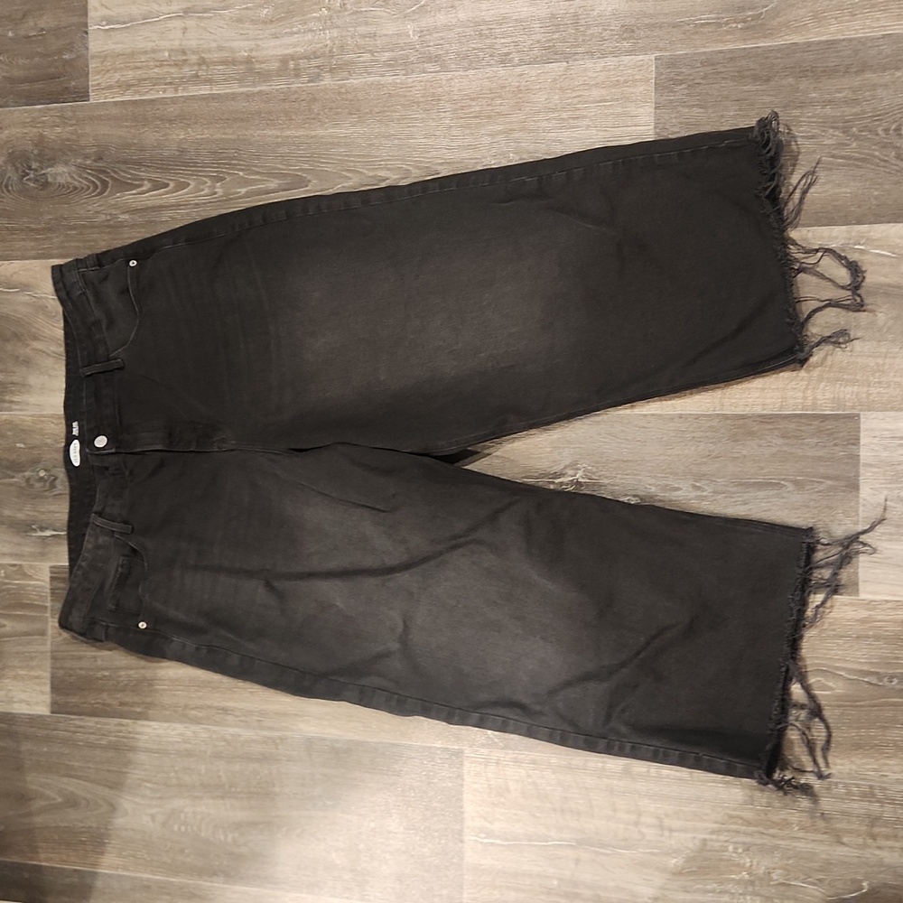 SIZE 18 BLACK DENIM WIDE LEG EXTRA HIGH RISE